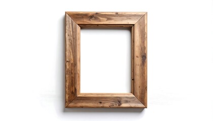 Wooden picture frame against white background