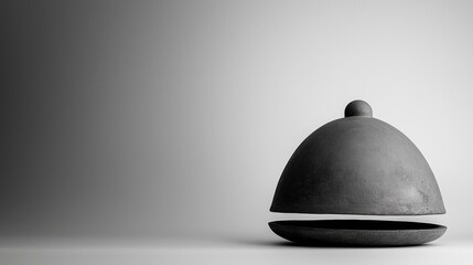 Modern black serving dish on a minimalist background with a focus on elegant dining presentation