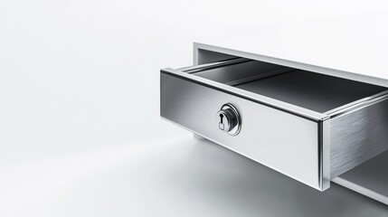 Secure drawer in modern office setting with metallic finish ready for storage
