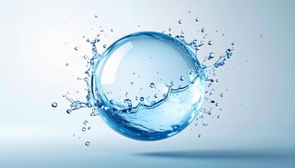 水 玉 飛沫 スプラッシュ 透明感 清涼感 雫 液体 水滴 ブルー 波紋 躍動感 清潔感 泡 動き 球体 フレッシュ エネルギー 流れ 潤い 自然