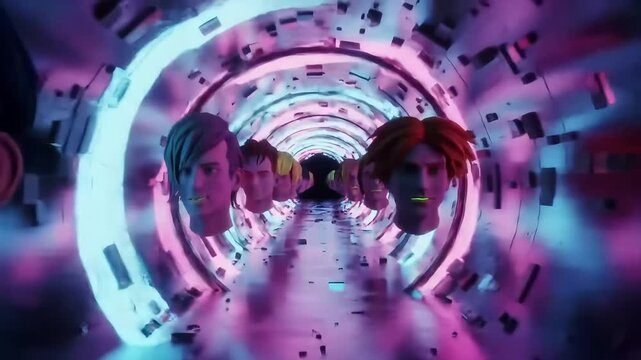 Neon Dreamscape A Psychedelic Journey Through a Headspace Tunnel