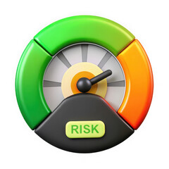3d risk meter gauge isolated on transparent background