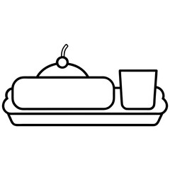 Fototapeta premium Lunch tray line art vector illustration 