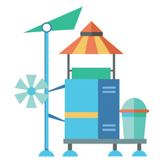 Obraz premium Wind powered ice maker providing clean cold storage in off grid communities