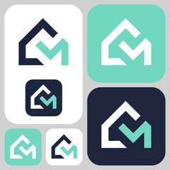 CM house, home, real estate, monogram minimalist and sophisticated logo combines luxury, simplicity, and maturity. Suitable for real estate and construction companies.