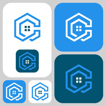 C monoline sophisticated letter logo form house, home, real estate symbol combines luxury, simplicity, and maturity. Perfect for real estate companies.