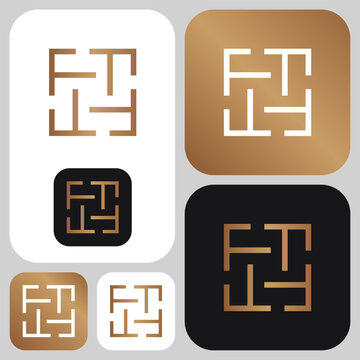 The 4-sided rotated F logo forms an intertwined square FFFF monogram logo. This geometric, modern, clean, and luxurious logo is suitable for fashion, interior design, architecture, construction, etc.