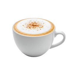 Aromatic Cappuccino in White Cup with Cinnamon Topping.
