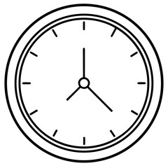 Wall clock line art  vector illustration 