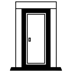 Classroom door line art vector illustration 