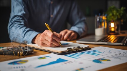 Fototapeta premium Business executive reviewing online property portfolio in a minimalistic