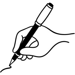 Hand writing with pen line art vector illustration 
