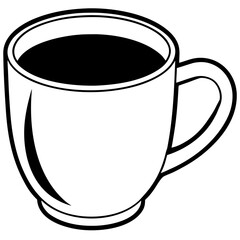 Coffee mug line art vector illustration 