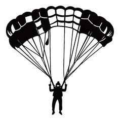 silhouette image of a skydiver with a transparent background