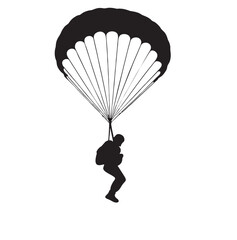 silhouette image of a skydiver with a transparent background