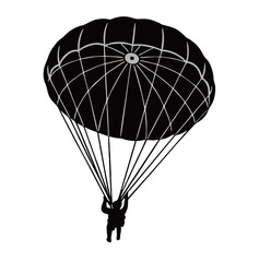 silhouette image of a skydiver with a transparent background