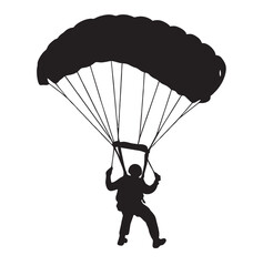 silhouette image of a skydiver with a transparent background