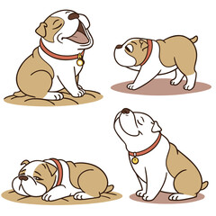 Collection Set of bulldogs in various poses