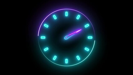 Modern digital gauge loop. Sci-fi style speed and countdown indicator.Glowing energy meter animation. Clock time and progress display. - Powered by Adobe