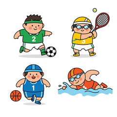 Children Enjoying Diverse Sports Activities Outdoors Illustration