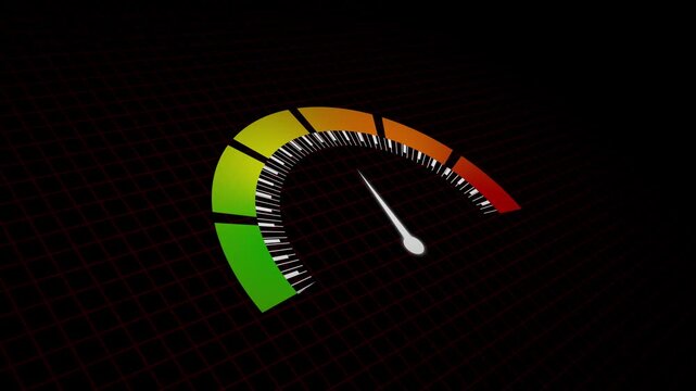 Modern stylish speedometer gauge meter animation with seamless loop for technology dashboards. Digital interface animated speedometer gauge meter progress indicator dashboard abstract background. - Powered by Adobe