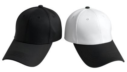  3D Floating Black and White Trucker Hat Mockup  Front and Back Views, Transparent PNG