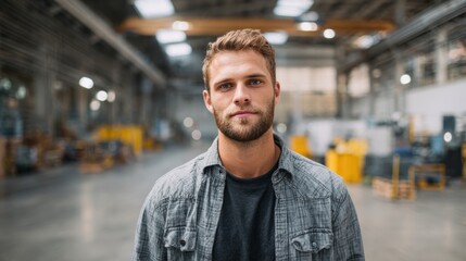Portrait of biracial businessman smiling at camera, wearing yellow sweater,