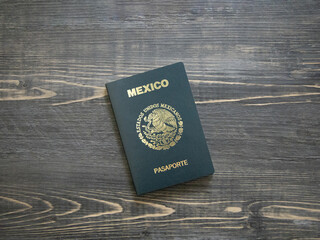 A Mexican Passport On a wooden background.