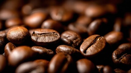 Fototapeta premium Close-up view of many coffee beans.
