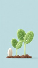Minimalist organic growth with seedlings emerging from soil against a soft pastel background highlighting nature's elegance. National Organic Month