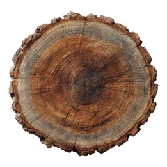 Detailed Image of a Natural Wooden Tree Ring with Textured Surface