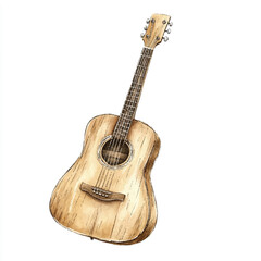 a cute acoustic guitar with wooden texture