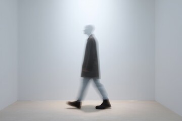 A person struggles to move through thick, viscous air. This image symbolizes the profound physical effort required to act when battling apathy and depression