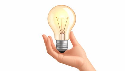 A hand gently cradles a glowing incandescent lightbulb, symbolizing a bright idea or inspiration.