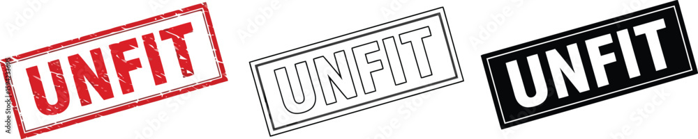 Fototapete unfit stamp vector illustration set in red black and outline for design element and graphic resource