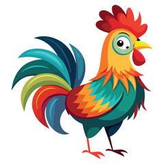 A drawing of a funny vector chicken illustration