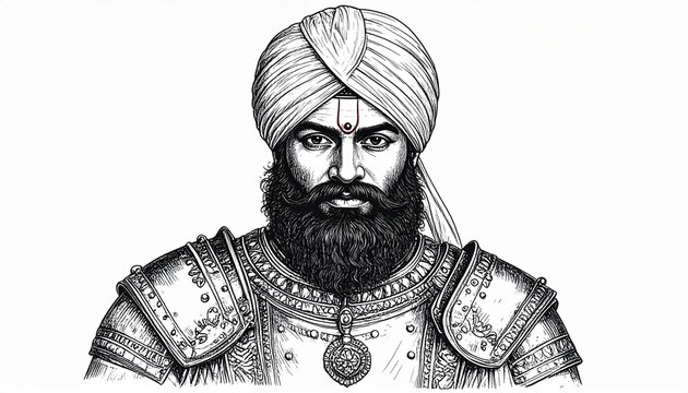 Detailed Illustration of Hari Singh Nalwa, Sikh Commander and Warrior