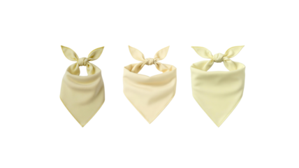 Light yellow bandana (tied in a knot) on sand on transparent background png