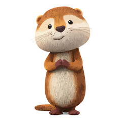Adorable Animal Mascot – Standing Otter Illustration

