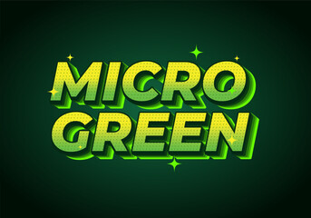 Fototapeta premium A vibrant and bold graphic design featuring the text MICRO GREEN in a 3D style. The letters are brig