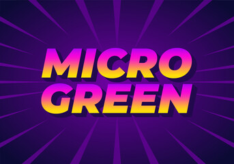 A vibrant graphic design featuring the words MICRO GREEN in bold, stylized typography. The backgroun