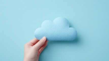 Blue Cloud Holding Hand - Sky, Weather, Dream Concept