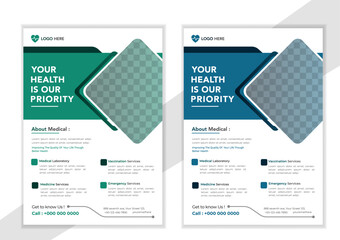 Obraz premium Creative medical healthcare flyer poster template design