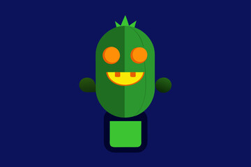 Obraz premium a cactus with a ghostly figure in a desert ideal for halloween decor vector illustration