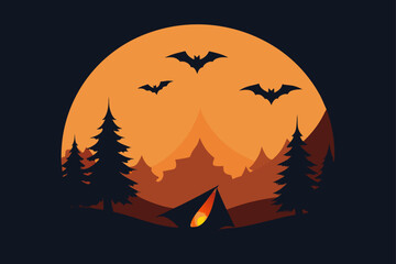 Fototapeta premium ghosts flying tropical beach halloween theme vector illustration