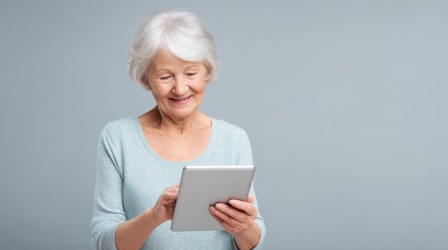 Senior Woman Tablet: Tech, Aging, Lifestyle Concept