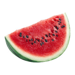 Fresh Watermelon Slice with Juicy Red Flesh and Black Seeds