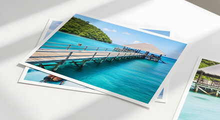 A large stack of vintage photographs, showcasing a family portrait, representing a collection of memories.