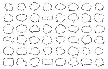 Thought bubble thinking cloud outline vector icon set for apps and websites