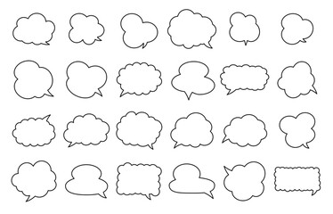 Thought bubble thinking cloud outline vector icon set for apps and websites